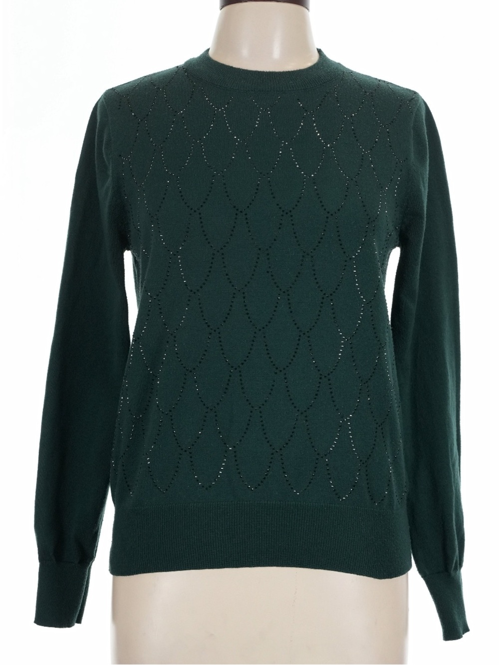 Nanette Lepore Green Crewneck Sweater with Crystal Detail Size L